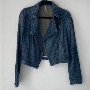 Free People Chevron Denim Jacket